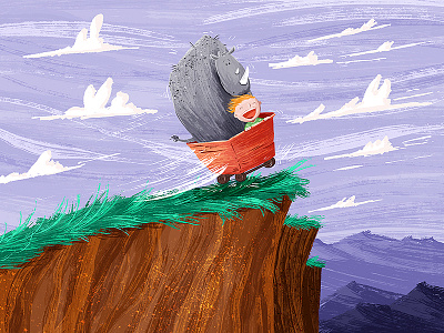 It's Dangerous To Go Alone! adventure art cliff fun go kart illustration inspiration kid painting rhino