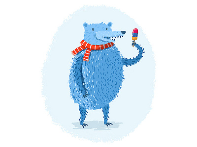 Blue Bear bear blue cold ice cream ice lolly illustration kids picture book