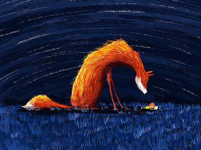 Reading Fox animal book fox illustration kid kids book night reading