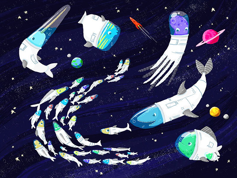 Fish in Outer Space by Paddy Donnelly on Dribbble
