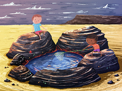 Rock Pool beach exploring illustration kidlitart kids picture book rock sea