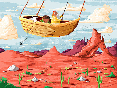 Flying Desert Boat boat desert flying illustration kidlit kids picture book