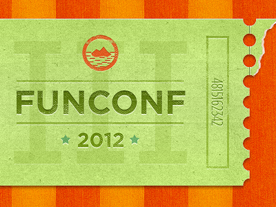 Funconf Ticket funconf green orange paper red texture ticket