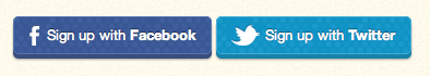 Social Sign Up buttons facebook sign up twitter