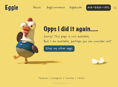 404 Error Page Design - Fun Idea 404 error 404 error page 404 not found chicken egg eggs error page ux design ux designer web design website design