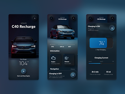 EV Control Concept App app automotive design electic car electric in car in vehicle ui typography ui