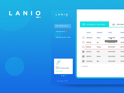 Lanio Property Management App app blue dashboard property management