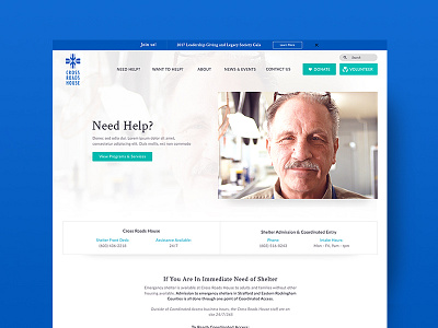 Cross Roads House website redesign blue charity redesign website