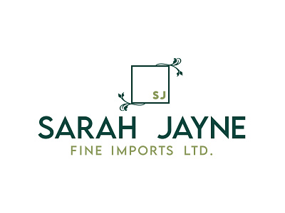 Sarah Jayne Fine Imports Logo antique branding graphic design logo modern ornate sans serif typography