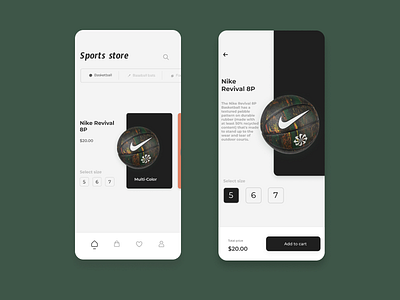 Sports Store app ui