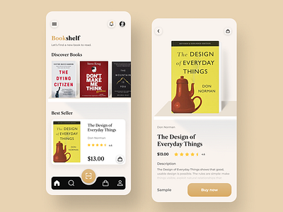 Bookshelf App Design. app design icon mobile typography ui ux