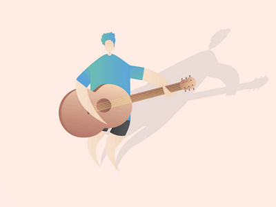 Singing Alone flat design sing guitar