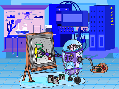 Re create robotoh #1 flat design robot laboratory