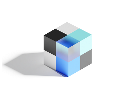 Vault io 3d abstract acrylic blender branding cube design glass lights logo logo design rendering shadows spatial ux vr