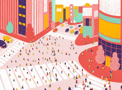 "Tokyo" Street Life crowd design illustration photoshop postcard postcard design street tokyo travel