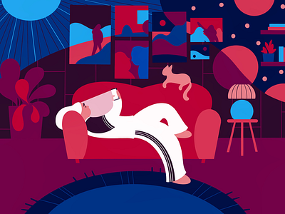 Living Alone in a Pandemic alone design digital graphic illustration illustrator living living room lonely pandemic quarantine