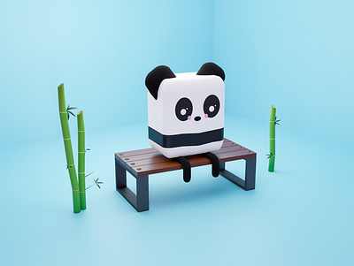 Happy Panda 3d blender design illustration
