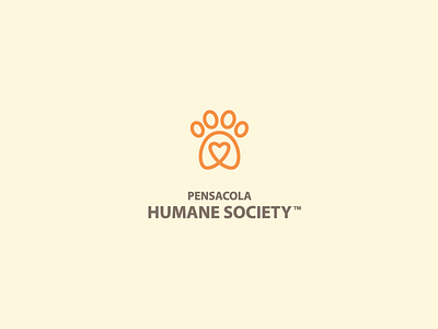 Pensacola Humane Society rebrand group heart humane logo mark monoline orange paw people shelter simple