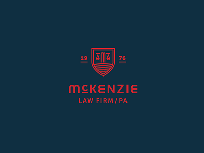 McKenzie Law Firm Logo crest law firm lawyer logo m scales of justice shield