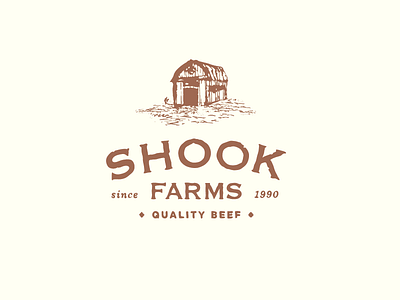 Shook Farms V2 barn beef copper farm logo pen and ink vintage