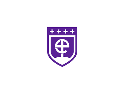 Episcopal School Brand Mark cross e logo mark school shield steeple
