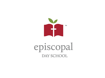 Episcopal Day School Approved Logo apple book brand cross episcopal fruit of the spirit logo mark school
