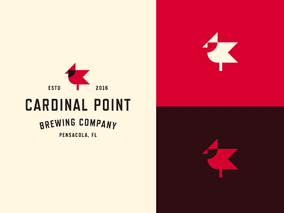 Cardinal Point badge bird branding brewing cardinal crest flag geometry logo nature point typography
