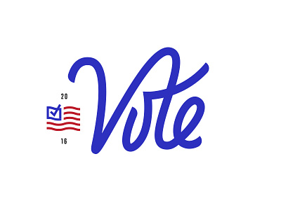 Vote 2016 check election flag hand lettering logo script typography vote