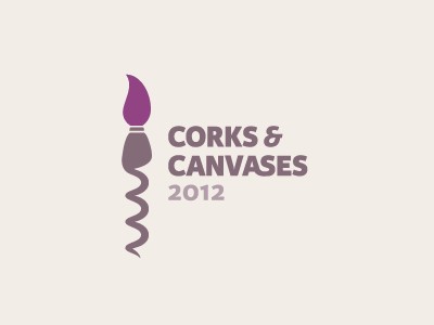 Corks & Canvases: Approved! art canvases charity corks corkscrew event iconic karmina sans ligature logo mark painting simple versatile wine