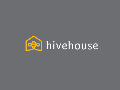 Hivehouse bee hive house logo mark monoline roof wings