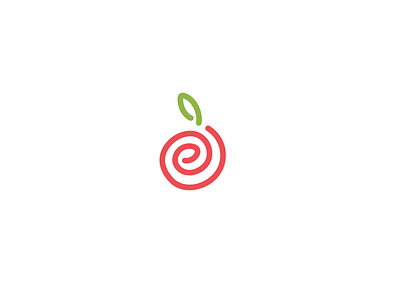 Organic Food Icon apple core e green icon imperfect logo mark monoline organic rough spiral