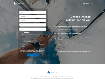 A simple fill out form with sliders - Investment Company
