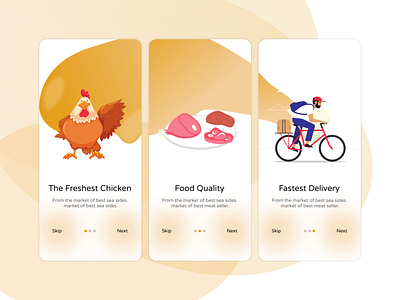 Chicken delivery app android design app color creative design figmadesign flat hungry illustration ui uiux ux vector