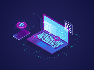 Crypto Trading design illustration isometric ui vector