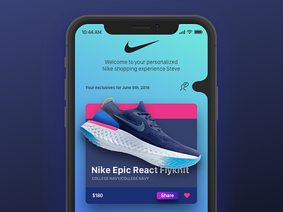 A personalized Nike shopping experience ecommerce nike nike react running sneaker card ui ui design ux