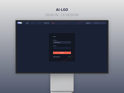 AI-LGO - Sign in page - UI Design dark design login form login page sign in form sign in page simple form ui design uidesign