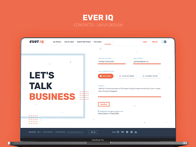 Ever IQ - UX/UI Design contact form contact page contacts ui design uidesign