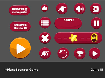 Plane Bouncer Game ui bottons game art game design game ui gui