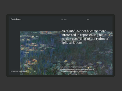 8. Claude Monet black design illustration minimal paint text typography ui ux web website
