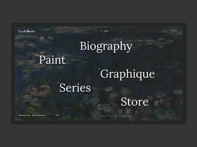 7. Claude Monet black design minimal paint text typography ui ux web website