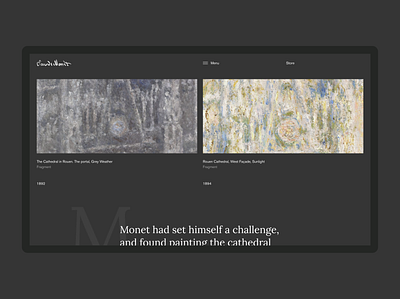 3. Claude Monet black design minimal paint text textures typography ui ux web website