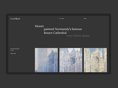 2. Claude Monet black design illustraion minimal paint text typography ui ux web website