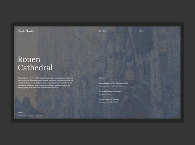 1. Claude Monet black design illustration minimal paint text texture typography ui ux web website