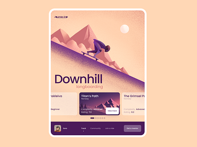Downhill design downhill extreme sports illustration longboard sunny tablet ui ux web