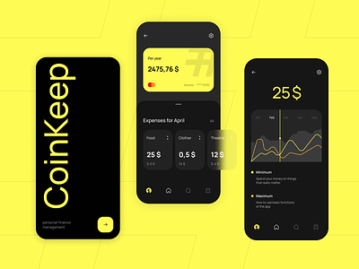 CoinKeep branding design finance minimal mobile text ui web