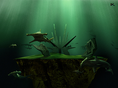Deeps hammerhead illustration kilia photoshop sharks surrealism