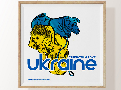 Ukrainian Woman Fleeing with Dog antiwarposter digital portrait dog illustration posterdesign russia typography ukraine ukrainewar war