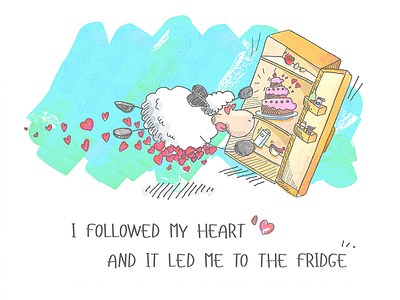 Follow the Fridge! aquarella cake fridge illustration sheep