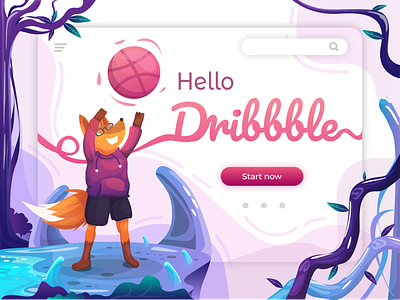 Hello Dribbble! debut debuts debutshot design dribbble flat illustration invite ui vector