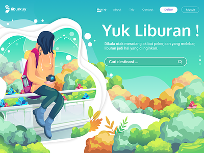 Vacation branding character design dribbble flat forest forests illustration landing page landingpage landscape nature nature illustration ui vector